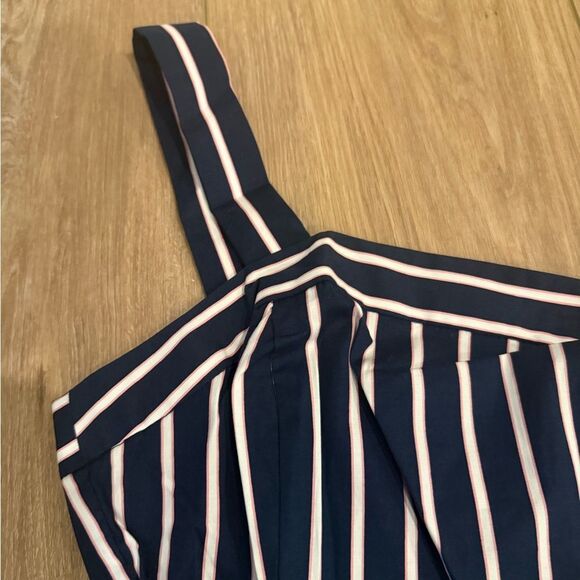 Striped Navy and White Button-Down Dress - Picture 7 of 11